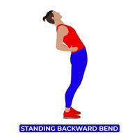 Vector Man Doing Standing Backward Bend. Spinal Extension. Ardha Chakrasana.