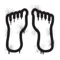 Foot prints graffiti with black spray paint vector