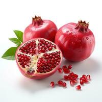 AI generated closeup photo of pomegranate on isolated white background