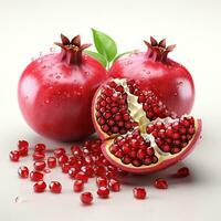 AI generated closeup photo of pomegranate on isolated white background