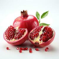 AI generated closeup photo of pomegranate on isolated white background