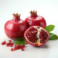 AI generated closeup photo of pomegranate on isolated white background