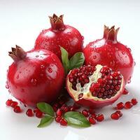 AI generated closeup photo of pomegranate on isolated white background