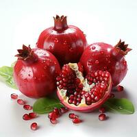 AI generated closeup photo of pomegranate on isolated white background