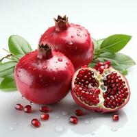 AI generated closeup photo of pomegranate on isolated white background