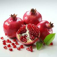 AI generated closeup photo of pomegranate on isolated white background