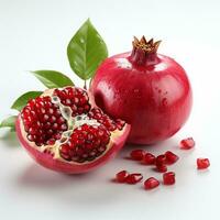 AI generated closeup photo of pomegranate on isolated white background