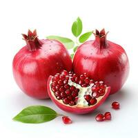 AI generated closeup photo of pomegranate on isolated white background