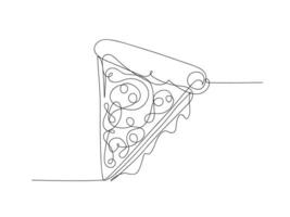 Continuous one line art pizza isolated vector illustration