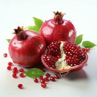 AI generated closeup photo of pomegranate on isolated white background