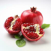 AI generated closeup photo of pomegranate on isolated white background