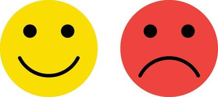 Smile and angry emoji icons isolated on white background . Customer feedback emotions . Vector illustration