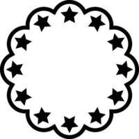 Scalloped circle with stars isolated on white background . Vector illustration