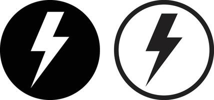 Lightning icon set vector in two styles . Lightning bolt icon . Flash icon