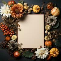 AI generated blank thanksgiving celebration invitation template with copy space photo