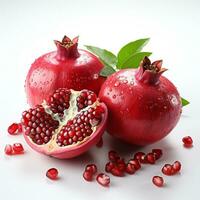 AI generated closeup photo of pomegranate on isolated white background