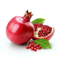 AI generated closeup photo of pomegranate on isolated white background