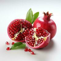 AI generated closeup photo of pomegranate on isolated white background