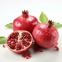 AI generated closeup photo of pomegranate on isolated white background