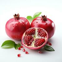 AI generated closeup photo of pomegranate on isolated white background