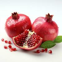 AI generated closeup photo of pomegranate on isolated white background