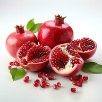 AI generated closeup photo of pomegranate on isolated white background