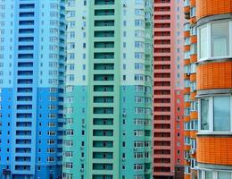 Colored Walls Of New Multi Storey Apartments photo
