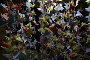 más que 1000 origami grúas honrando vive perdido a covid-19 foto