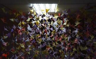 Handmade Paper Cranes Honoring Victims Of War photo