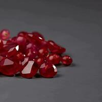 AI generated Red garnet stone. Real garnet stone. Beautiful crystals of garnet stone. Mountain red garnet.Red garnet geode with red garnet photo