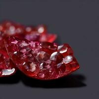 AI generated Red garnet stone. Real garnet stone. Beautiful crystals of garnet stone. Mountain red garnet.Red garnet geode with red garnet photo