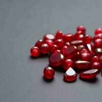 AI generated Red garnet stone. Real garnet stone. Beautiful crystals of garnet stone. Mountain red garnet.Red garnet geode with red garnet photo
