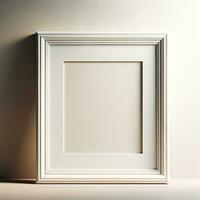 AI generated White frame mockup style on beige background in morning light photo