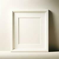 AI generated White frame mockup style on beige background in morning light photo