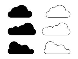 three different cloud icons in different shapes vector