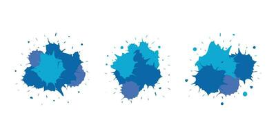 Set of ink splashes color vector