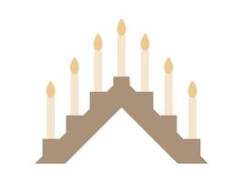 Christmas Scandinavian menorah with seven candles. Seven-branched candlestick decoration vector illustration