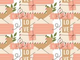 Love Paper letter seamless pattern. Mail Vector illustration for background, textile, fabric, scrapbooking, wrapping paper