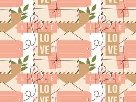 Love Paper letter seamless pattern. Mail Vector illustration for background, textile, fabric, scrapbooking, wrapping paper