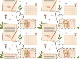 Love Paper letter seamless pattern. Mail Vector illustration for background, textile, fabric, scrapbooking, wrapping paper