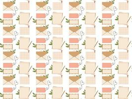 Love Paper letter seamless pattern. Mail Vector illustration for background, textile, fabric, scrapbooking, wrapping paper