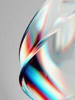 3d rendering of glass abstract geometry background wallpaper with blue and red dispersion effect photo