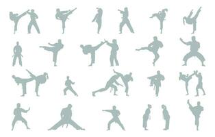 Karate Silhouettes, Martial Arts Silhouette vector