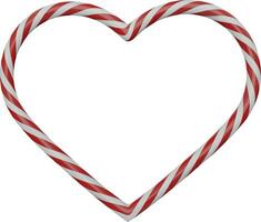 caramelo caña corazón. San Valentín día marco. 3d corazón conformado caramelo caña marco vector