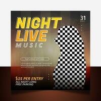 Night live music social media template vector