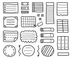 Doodle bullet journal. Hand drawn vector elements for notebook, diary and planner. Banners isolated on white background