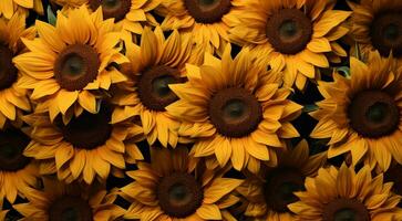 ai generado antecedentes de girasoles, girasol campo fondo, girasol campo en verano, girasol fondo de pantalla foto