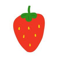 Strawberry vector clipart illustration. Isolated design element on white background. Strawberry in cute cartoon flat graphic style. Red fruit icon.