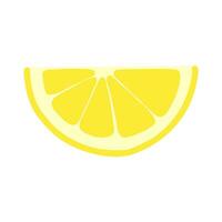 Lemon slice single object isolated vector illustration in trendy flat design. Fresh summer fruit clipart on white background. Scalable print ready element. For logo, web, package, sticker.
