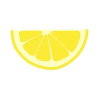 Lemon slice single object isolated vector illustration in trendy flat design. Fresh summer fruit clipart on white background. Scalable print ready element. For logo, web, package, sticker.